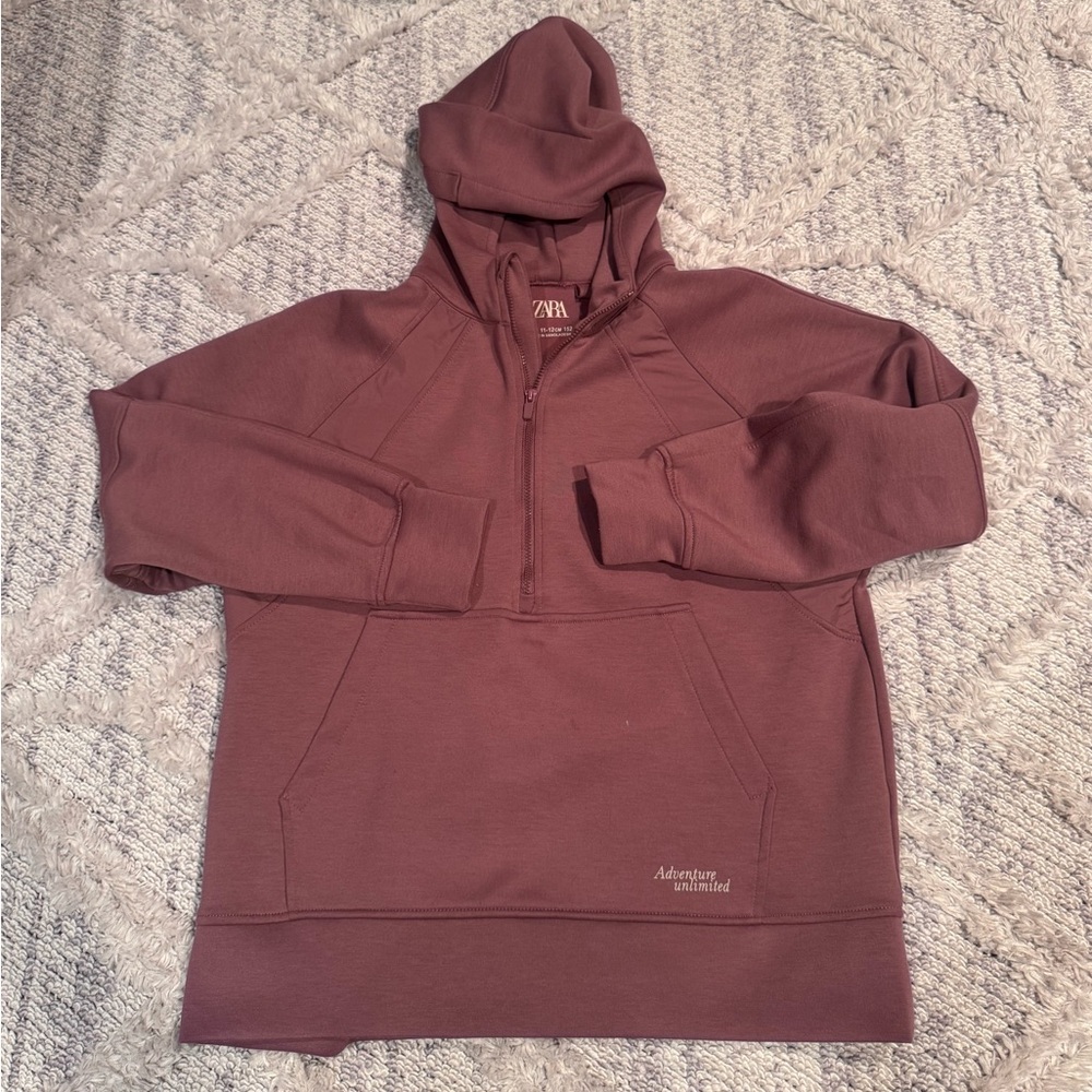 Zara kids Half-Zip Hoodie Sweater - Dusty Rose